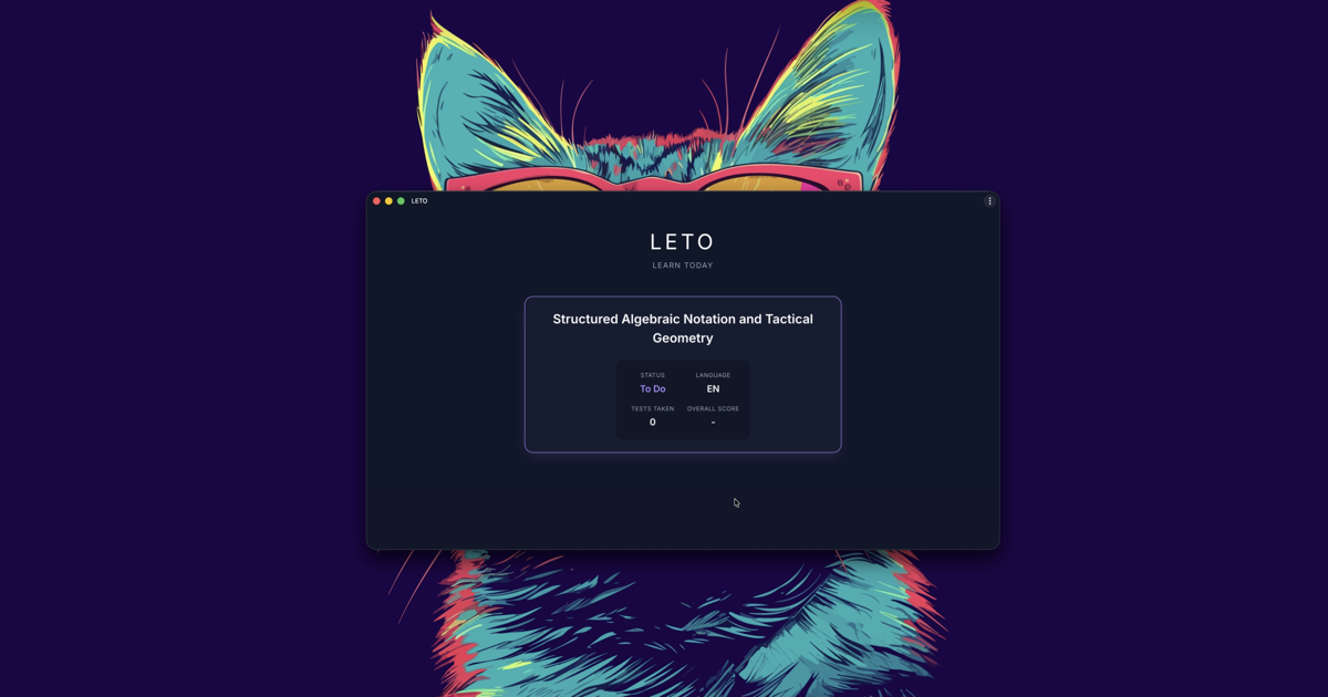 LETO learning application interface